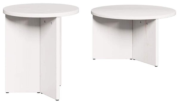 Dohányzóasztal 2 pcs Fehér Tömör fenyőfa