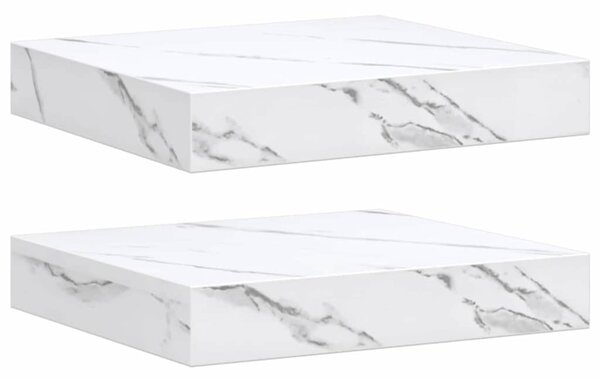 Falpolc tárolóval 2 pcs Fehér márvány 23 x 23,5 x 4 cm Faanyag