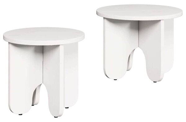 Dohányzóasztal 2 pcs Fehér Tömör fenyőfa