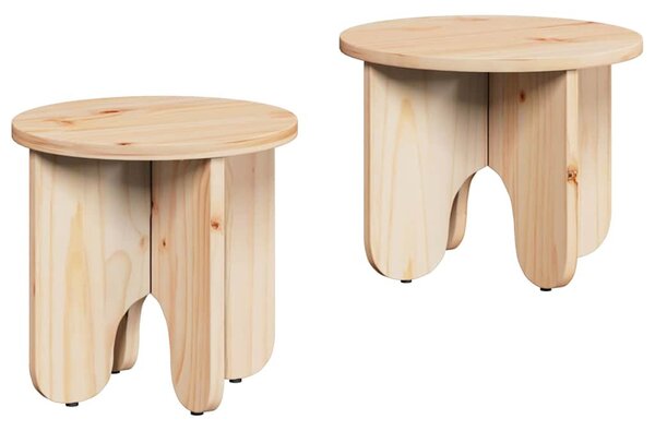 Dohányzóasztal 2 pcs Természetes Tömör fenyőfa