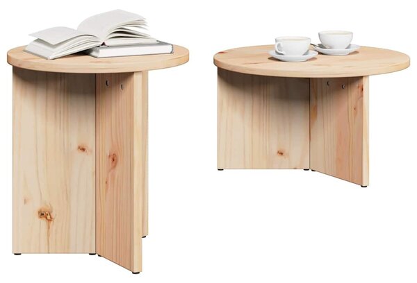 Dohányzóasztal 2 pcs Természetes Tömör fenyőfa