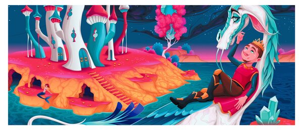 Kép - a herceg és a sárkány hercegnő (120x50 cm)