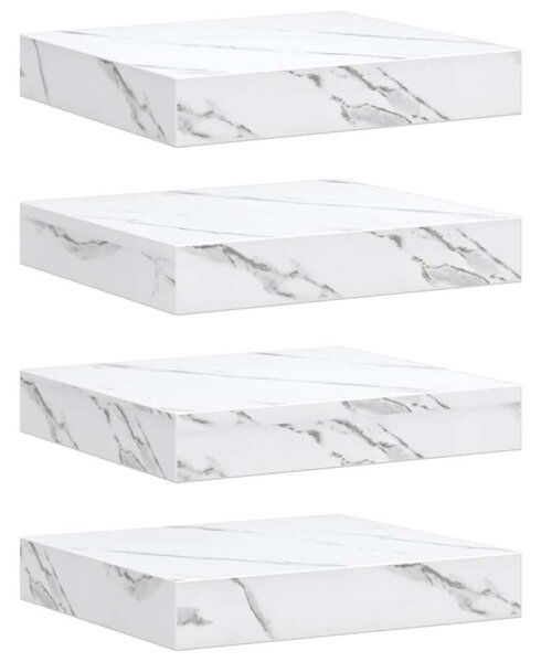 Falpolc tárolóval 4 pcs Fehér márvány 23 x 23,5 x 4 cm Faanyag