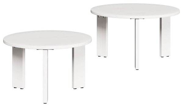Dohányzóasztal 2 pcs Fehér Tömör fenyőfa