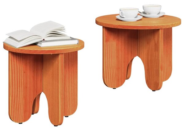 Dohányzóasztal 2 pcs Faggyú barna Tömör fenyőfa