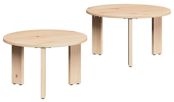 Dohányzóasztal 2 pcs Természetes Tömör fenyőfa