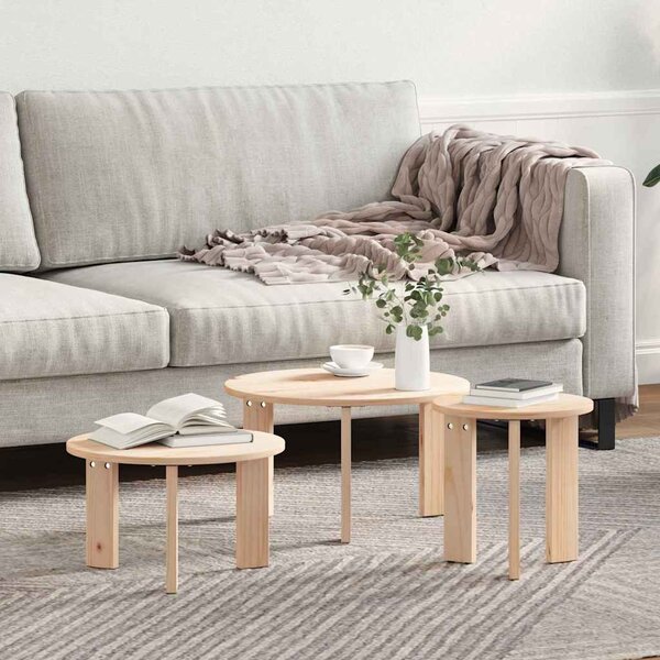 Dohányzóasztal 3 pcs Természetes 47.5 x 47.5 x 27 cm