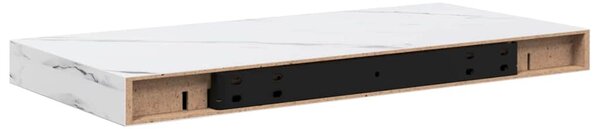 Falpolc tárolóval 2 pcs Fehér márvány 50 x 23,5 x 4 cm Faanyag