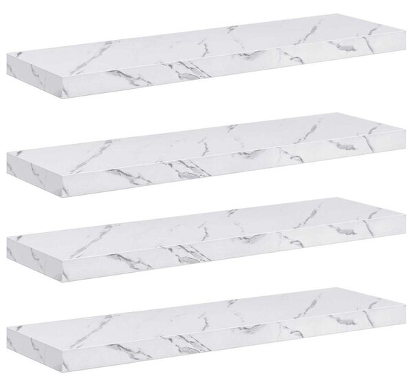 Falpolc tárolóval 4 pcs Fehér márvány 80 x 23,5 x 4 cm Faanyag