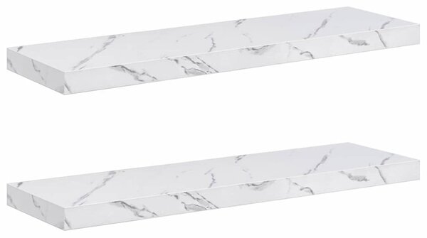 Falpolc tárolóval 2 pcs Fehér márvány 80 x 23,5 x 4 cm Faanyag