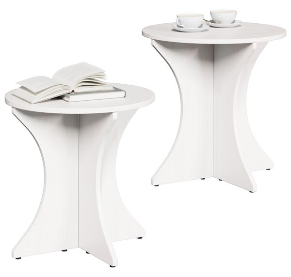 Dohányzóasztal 2 pcs Fehér Tömör fenyőfa
