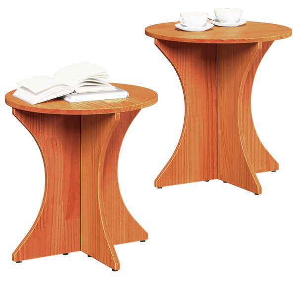 Dohányzóasztal 2 pcs Faggyú barna Tömör fenyőfa