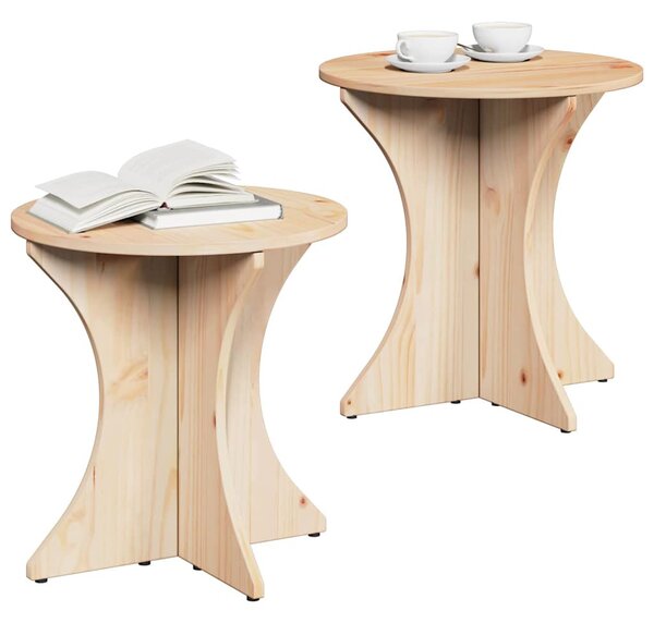 Dohányzóasztal 2 pcs Természetes Tömör fenyőfa