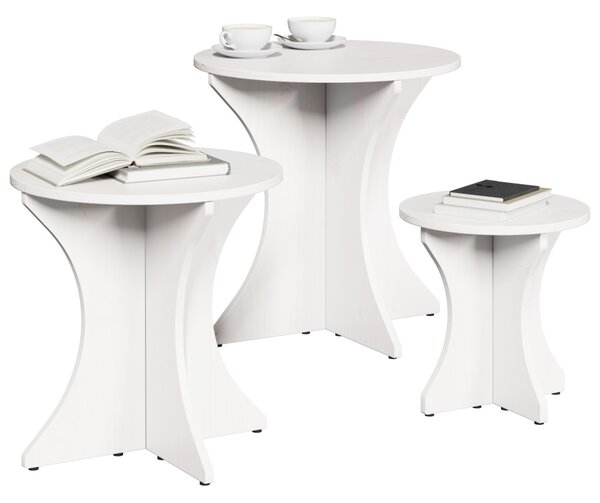 Dohányzóasztal 3 pcs Fehér