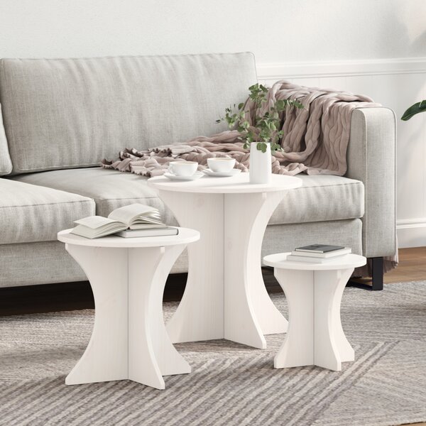 Dohányzóasztal 3 pcs Fehér