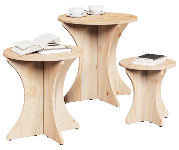 Dohányzóasztal 3 pcs Természetes