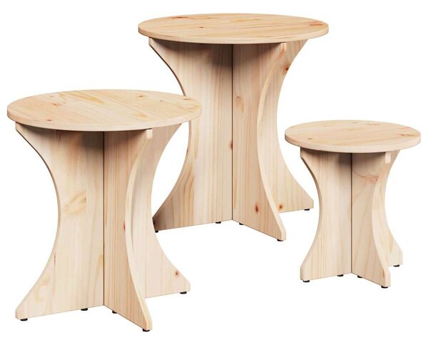Dohányzóasztal 3 pcs Természetes