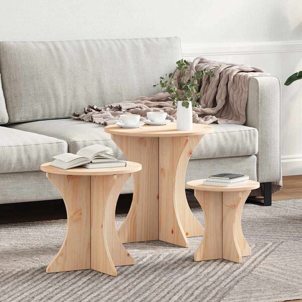 Dohányzóasztal 3 pcs Természetes