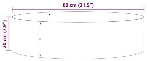 VidaXL Ültető gyűrű Ezüst 80 x 80 x 20 cm Horganyzott acél