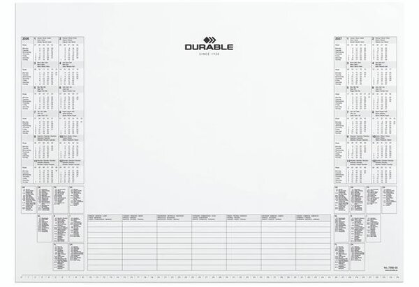 Könyökalátét tömb, 570x410 mm, éves naptárral, DURABLE (DB729202)