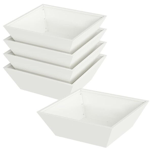 Kerti cserép 5 db Fehér 50 x 50 x 15 cm Hidegen hengerelt acél