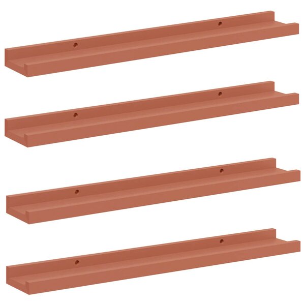 Falpolc polcokkal tárolóval 4 pcs Piros 60 x 9 x 3 cm Faanyag