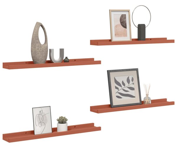 Falpolc polcokkal tárolóval 4 pcs Piros 60 x 9 x 3 cm Faanyag