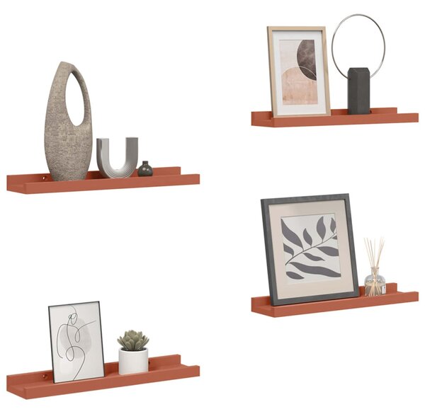 Falpolc polcokkal tárolóval 4 pcs Piros 40 x 9 x 3 cm Faanyag