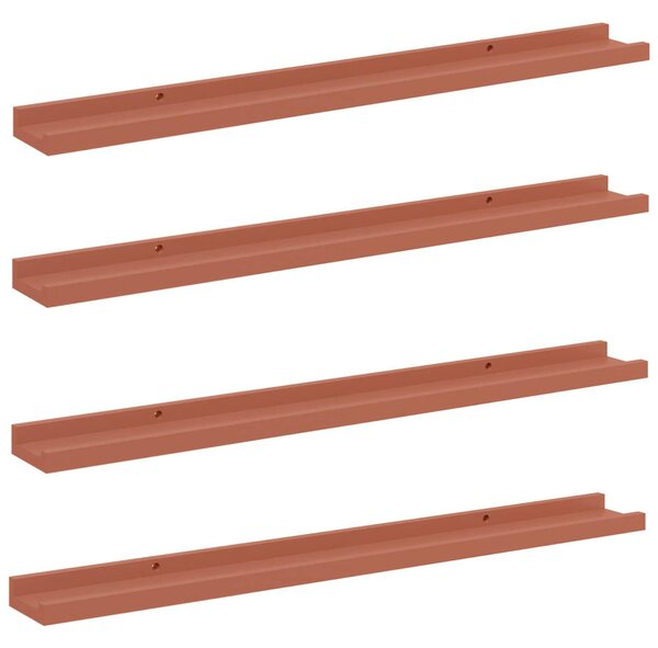 Falpolc polcokkal tárolóval 4 pcs Piros 80 x 9 x 3 cm Faanyag
