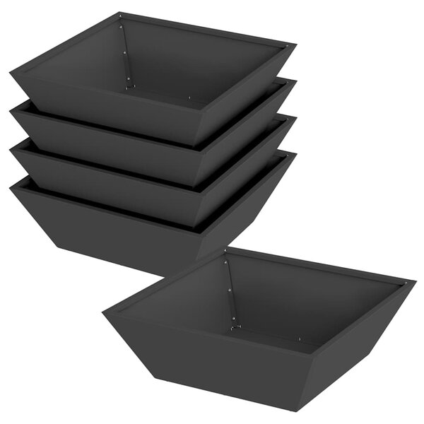 Kerti cserép 5 db Fekete 50 x 50 x 15 cm Hidegen hengerelt acél