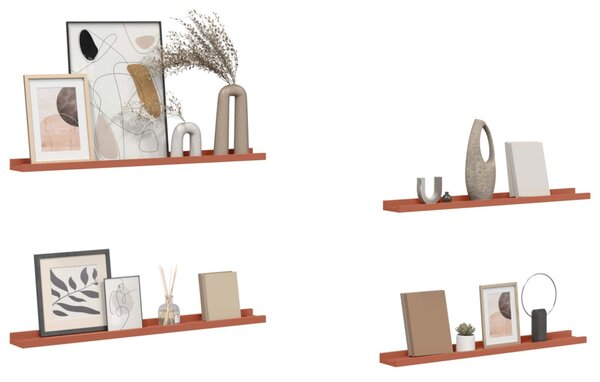 Falpolc polcokkal tárolóval 4 pcs Piros 80 x 9 x 3 cm Faanyag