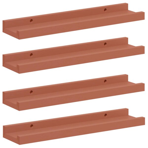 Falpolc polcokkal tárolóval 4 pcs Piros 40 x 9 x 3 cm Faanyag