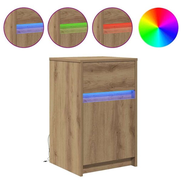 LED Éjjeli Szekrény kézműves tölgy 38 x 34 x 61 cm Szerelt fa