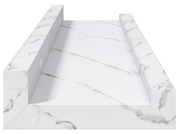 Falpolc polcokkal 2 pcs Fehér márvány 40 x 9 x 3 cm Faanyag