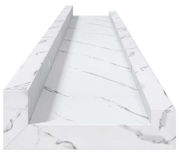 Falpolc polcokkal 2 pcs Fehér márvány 80 x 9 x 3 cm Faanyag