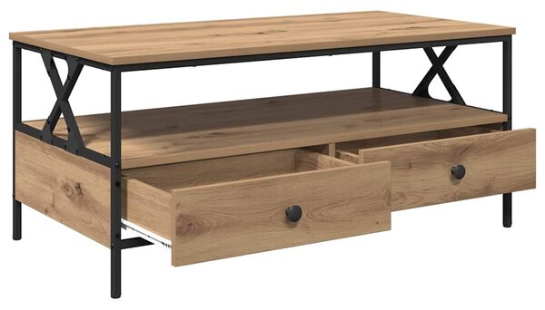 Dohányzóasztal kézműves tölgy 100 x 51 x 45 cm Faanyag