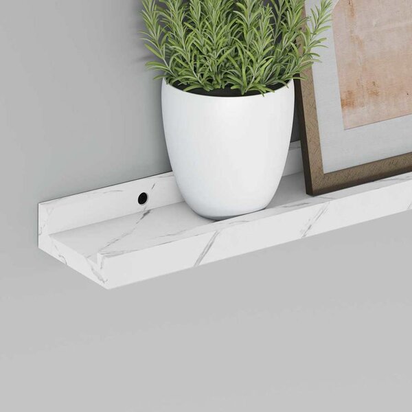Falpolc polcokkal 2 pcs Fehér márvány 40 x 9 x 3 cm Faanyag