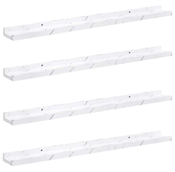 Falpolc polcokkal 4 pcs Fehér márvány 80 x 9 x 3 cm Faanyag