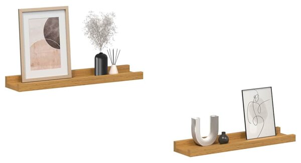 Falpolc polcokkal tárolóval 2 pcs Bézs 40 x 9 x 3 cm Faanyag