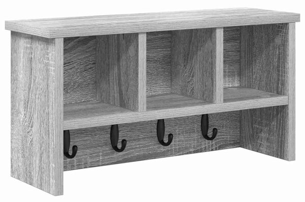 Fali Kabáthorog polcokkal Szürke sonoma 50 x 16 x 26 cm Faanyag