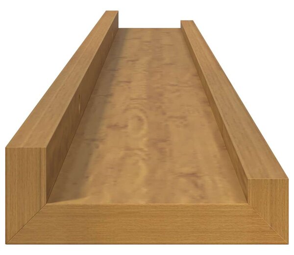 Falpolc polcokkal tárolóval 2 pcs Bézs 80 x 9 x 3 cm Faanyag