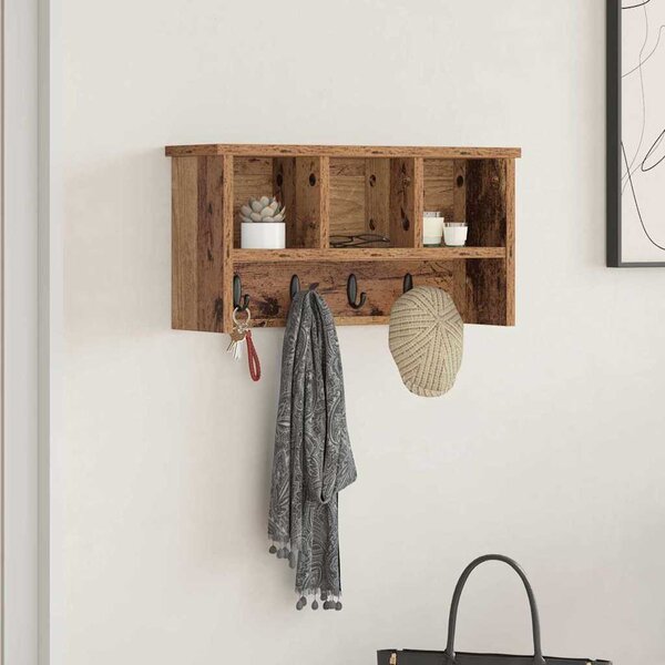 Fali Kabáthorog polcokkal Öreg fa 50 x 16 x 26 cm Faanyag