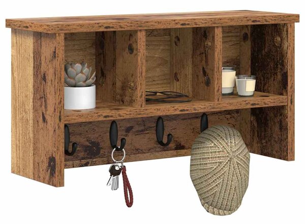 Fali Kabáthorog polcokkal Öreg fa 50 x 16 x 26 cm Faanyag