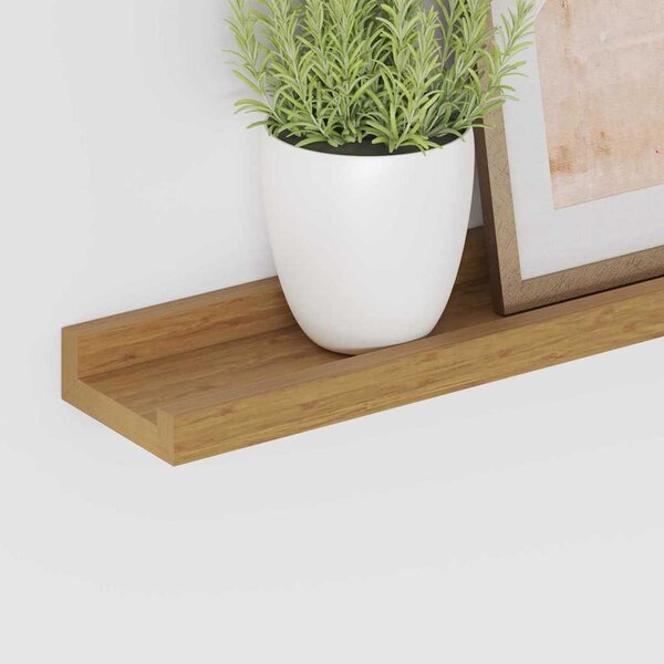 Falpolc polcokkal tárolóval 2 pcs Bézs 60 x 9 x 3 cm Faanyag