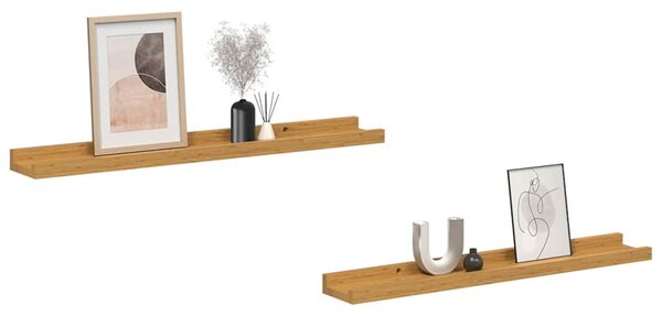 Falpolc polcokkal tárolóval 2 pcs Bézs 60 x 9 x 3 cm Faanyag