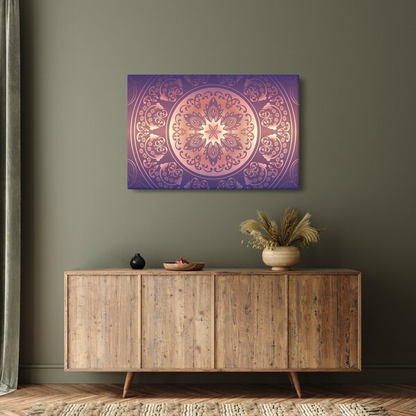 Kép - Mandala lila színátmeneten (90x60 cm)