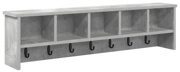 Fali Kabáthorog polcokkal Beton Szürke 100 x 16 x 26 cm Faanyag