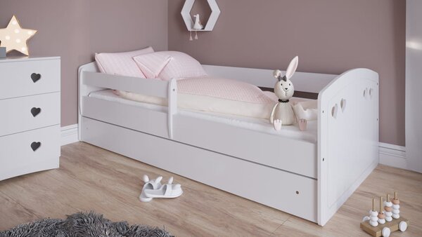 Julia gyerekágy, méret: 180x80, szín: fehér, matrac nélkül, ágyneműtartó fiókkal