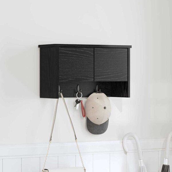Fali Kabáthorog polcokkal Musta tammi 50 x 20 x 30 cm Faanyag