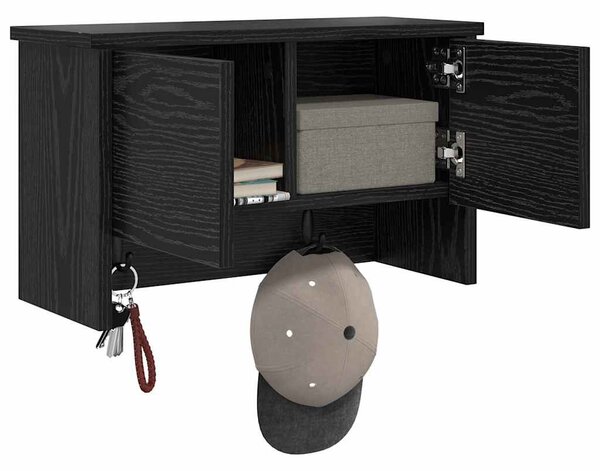Fali Kabáthorog polcokkal Musta tammi 50 x 20 x 30 cm Faanyag